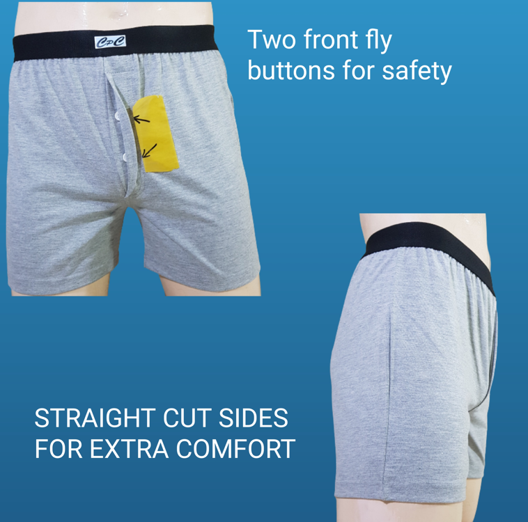 Grey Boxed buttoned Fly